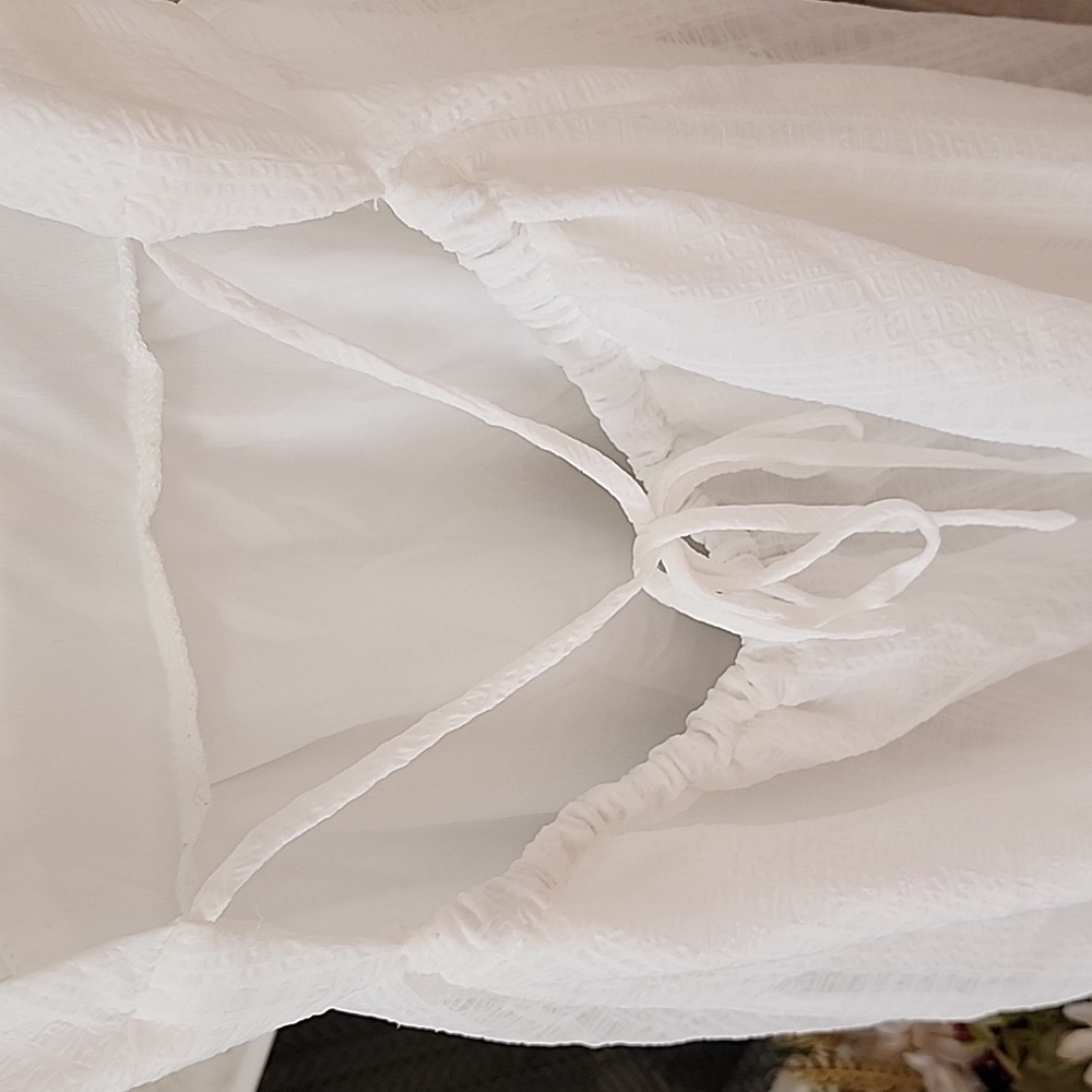 ⛱️ White Textured BEACH Halter-Tie DRESS ⛱️ - Picture 6 of 10